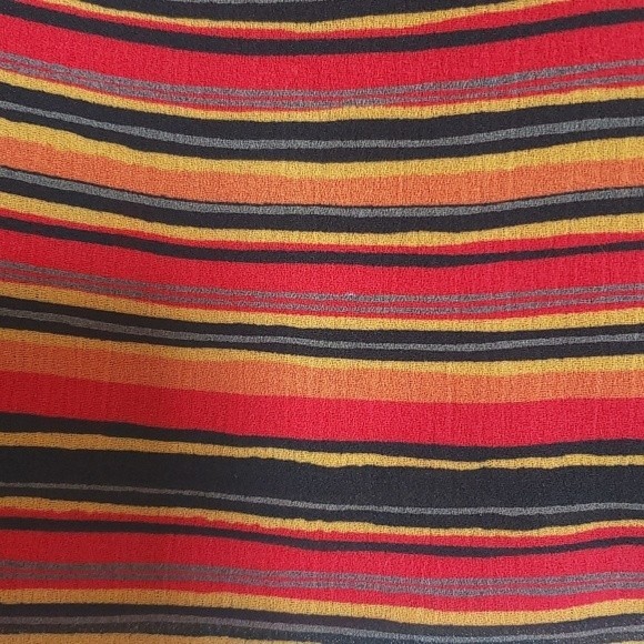 Vintage 80s CHAUS Wrap Skirt Red Black Orange Yellow Painterly Stripe - Picture 7 of 11